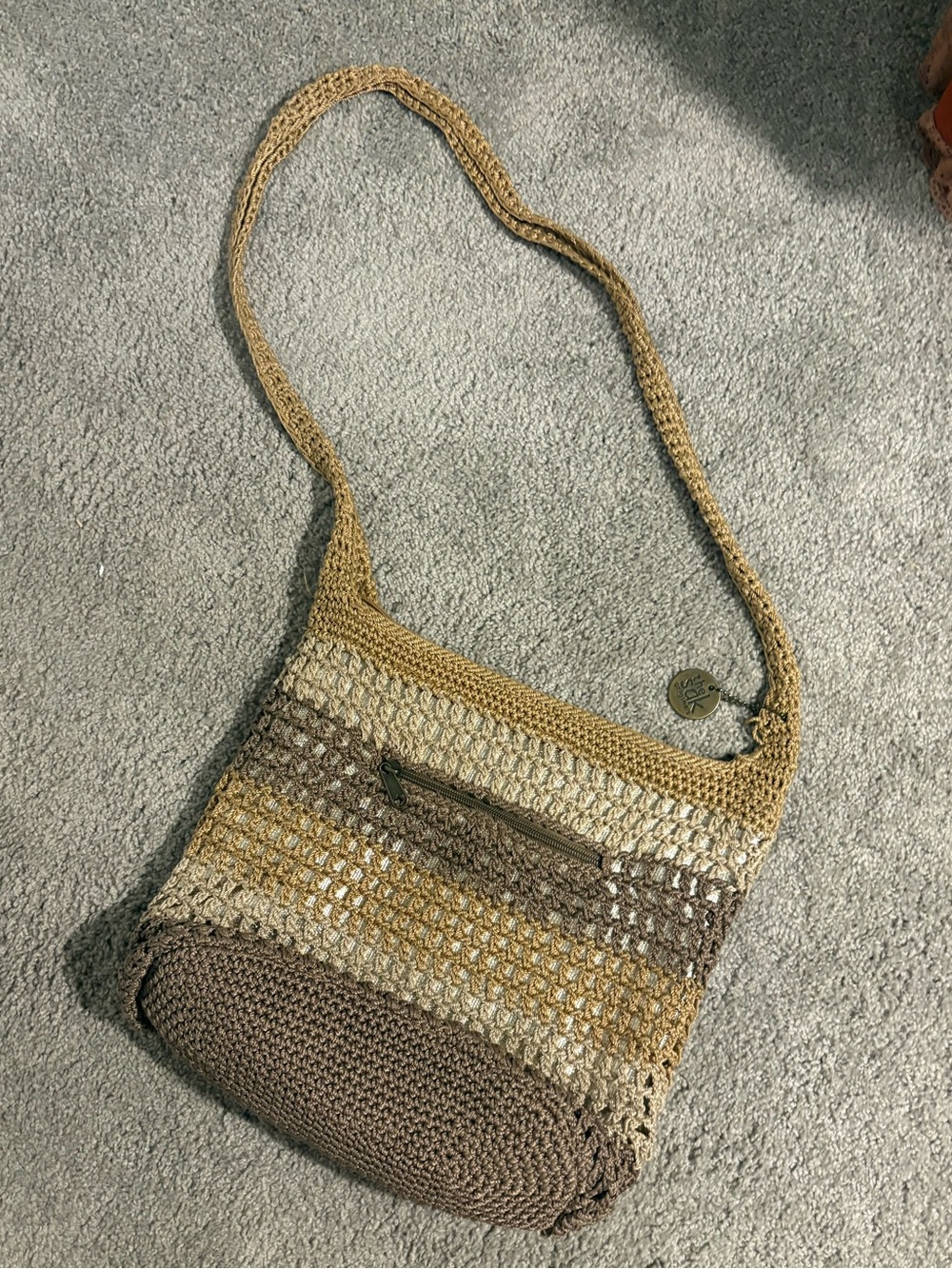 SAK Woven Crossbody Shoulder Bag in Multi-Tone Brown